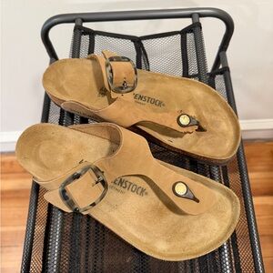 Birkenstock Brown Sandals with Metal Buckle